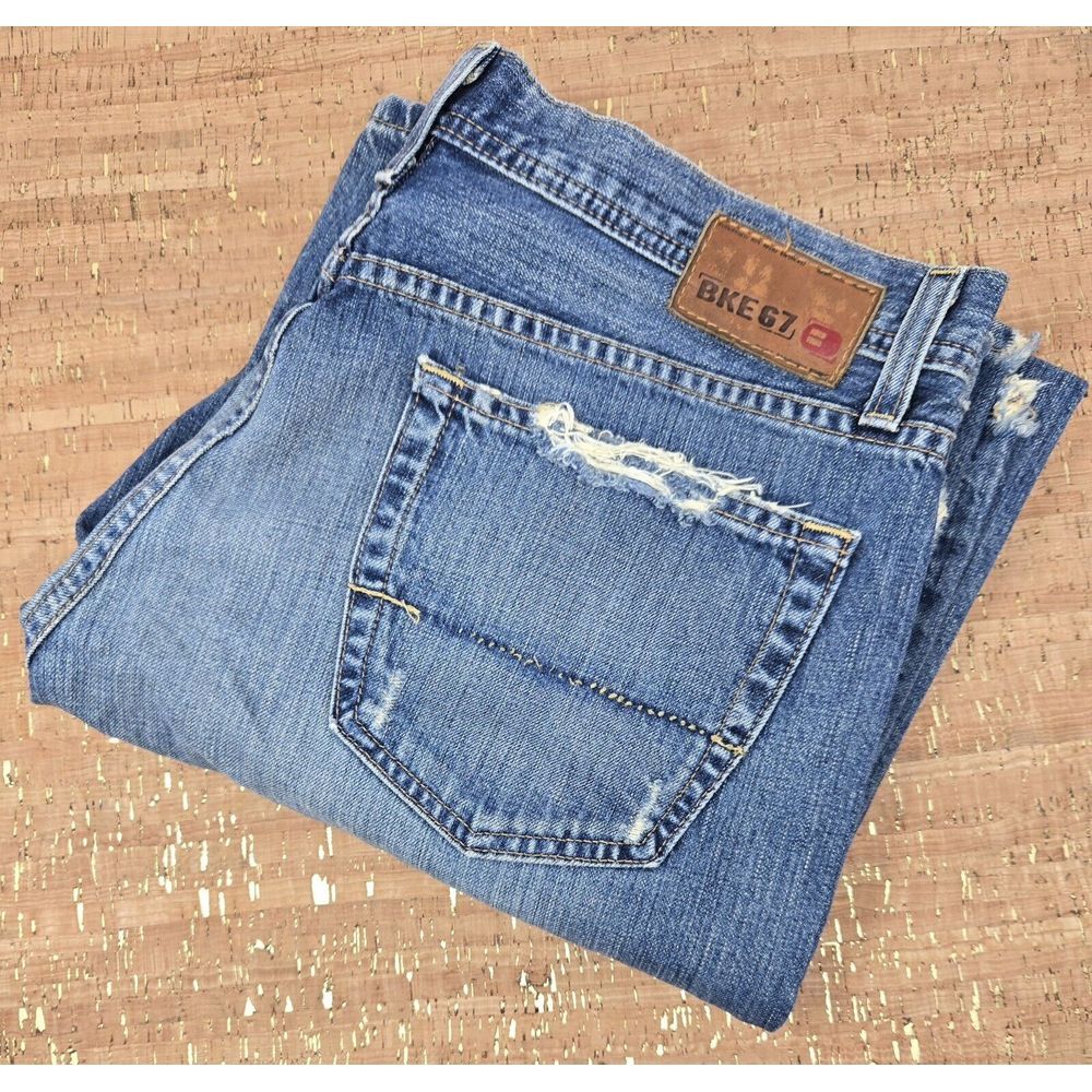 BKE Buckle Jeans Mens 34x33 Marshall Distressed Blue Straight Leg Boot Cut - Picture 12 of 12